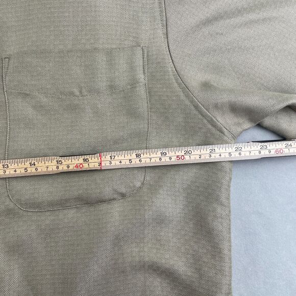 VTG John Henry Shirt Mens M Khaki Ultra Feel Band Collar Long Sleeve Textured - Picture 6 of 8